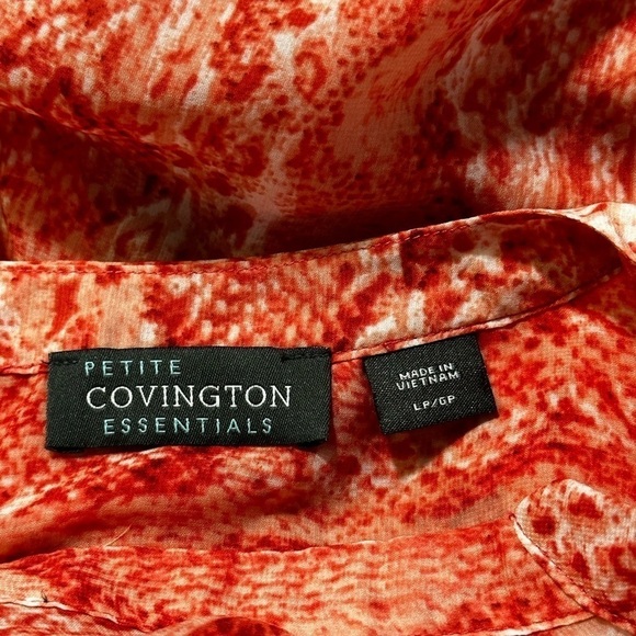 Covington Snakeskin Print Blouse in Red-Orange Size Large Petite - Picture 4 of 4